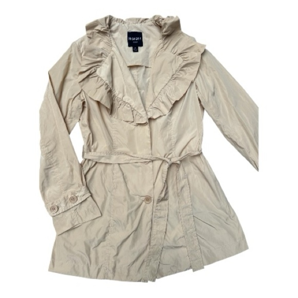 Insight Tan Ruffled Trench Coat
